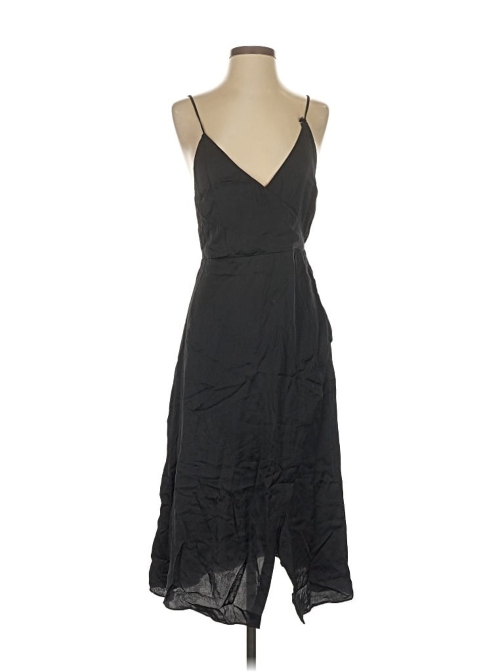 Madewell Black Spaghetti Strap Wrap Midi Dress Size 4